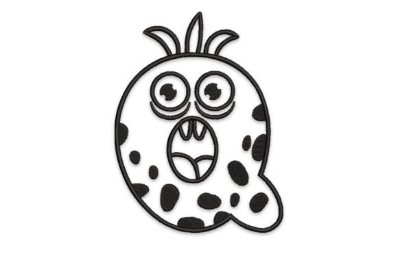 Monster Alphabet Letter Q for Seasonal Embroidery